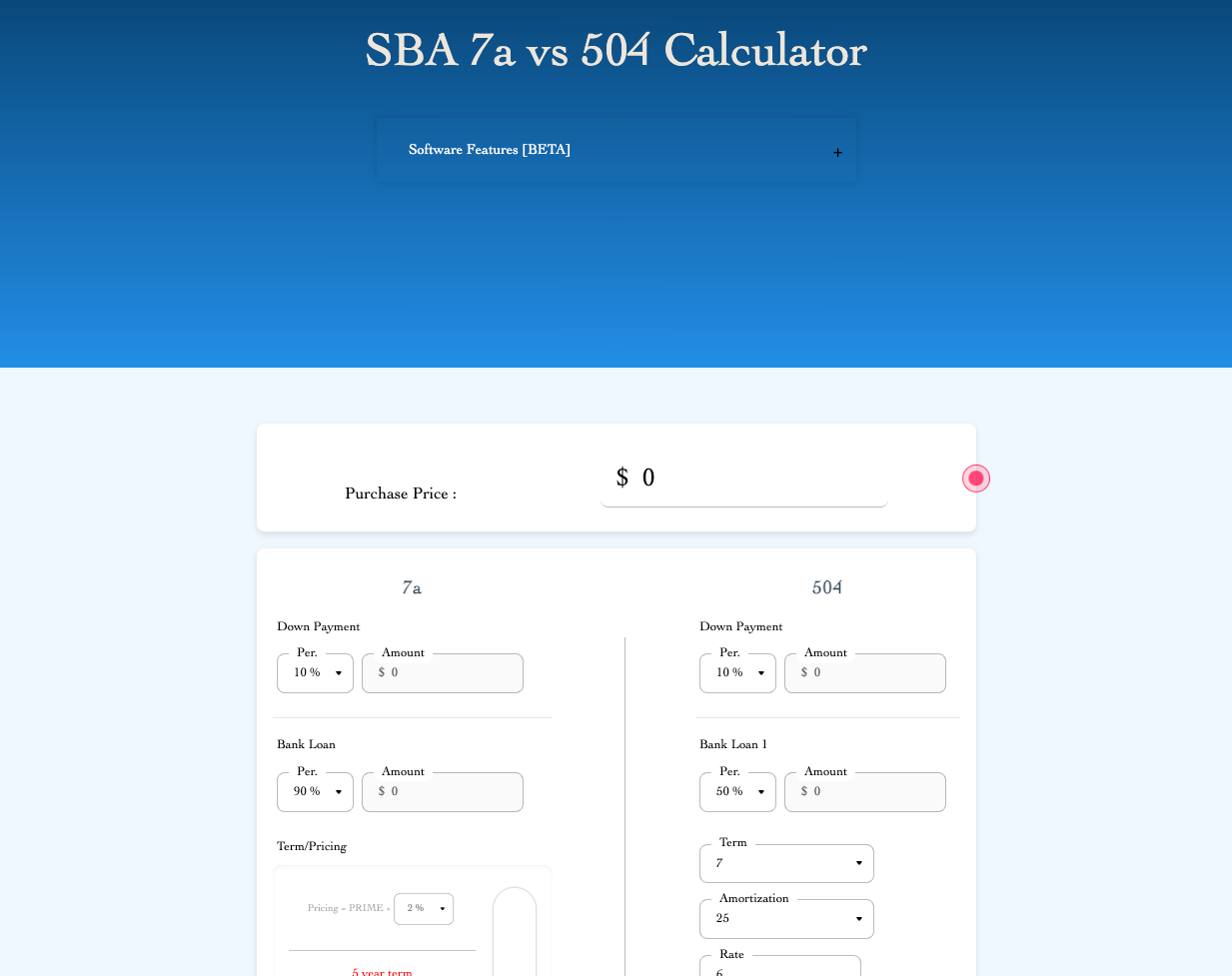 SBA 7(a) vs SBA 504 Calculator